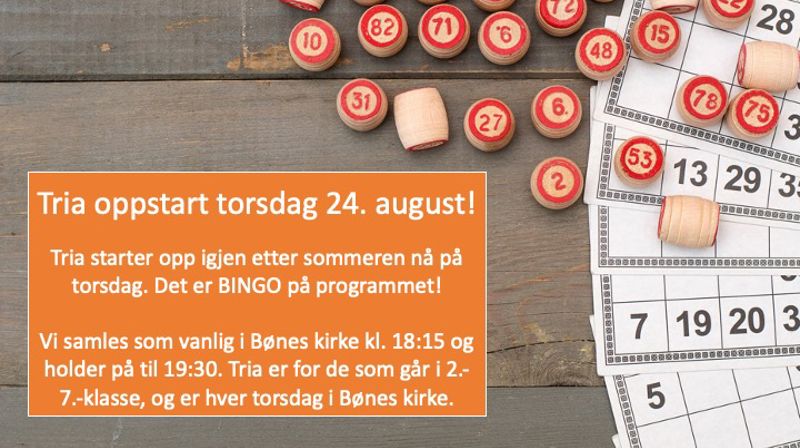 Tria starter torsdag 24. august