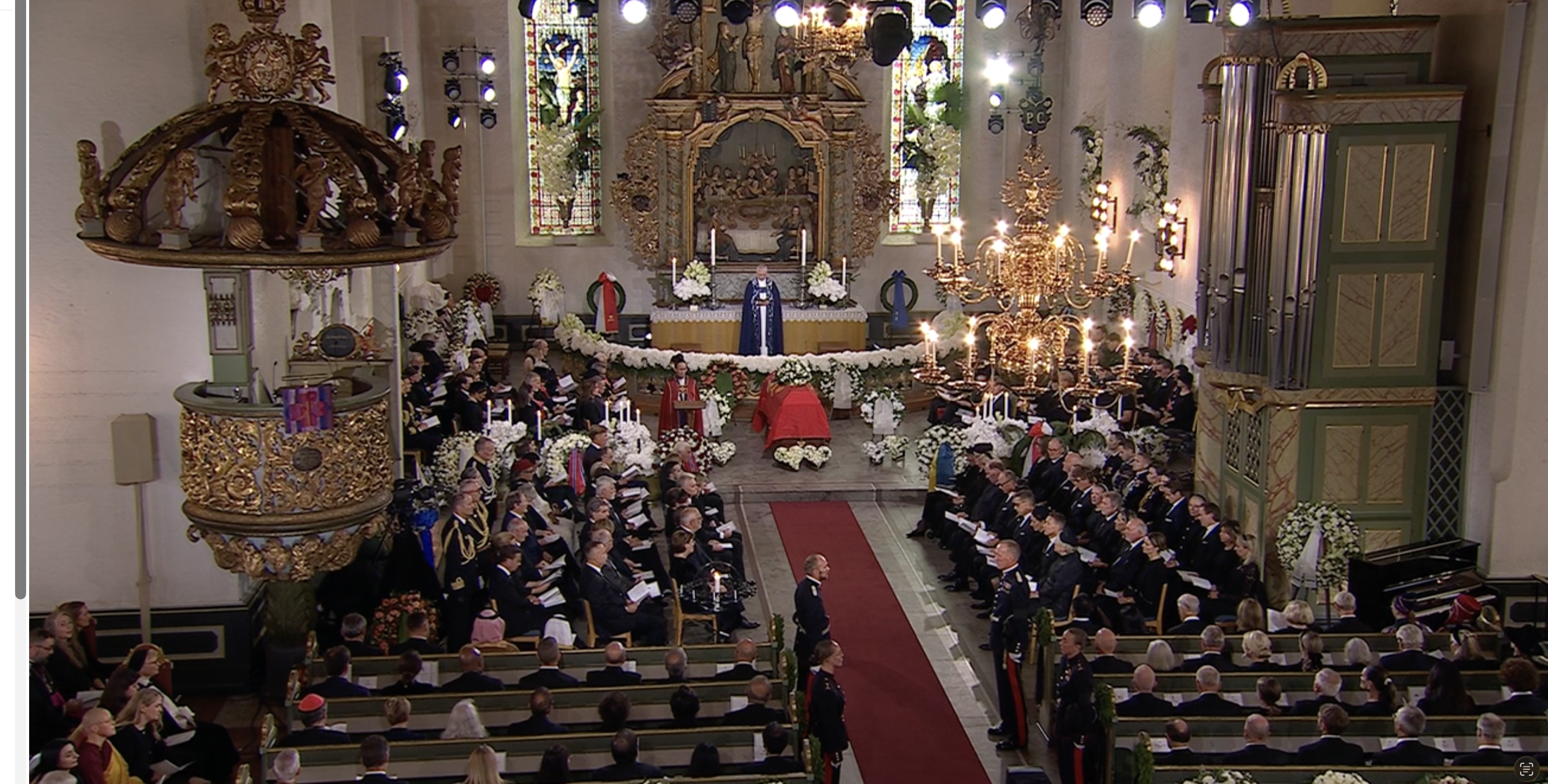 Oslo domkirke. Skjermbilde fra direktesendingen på NRK.
