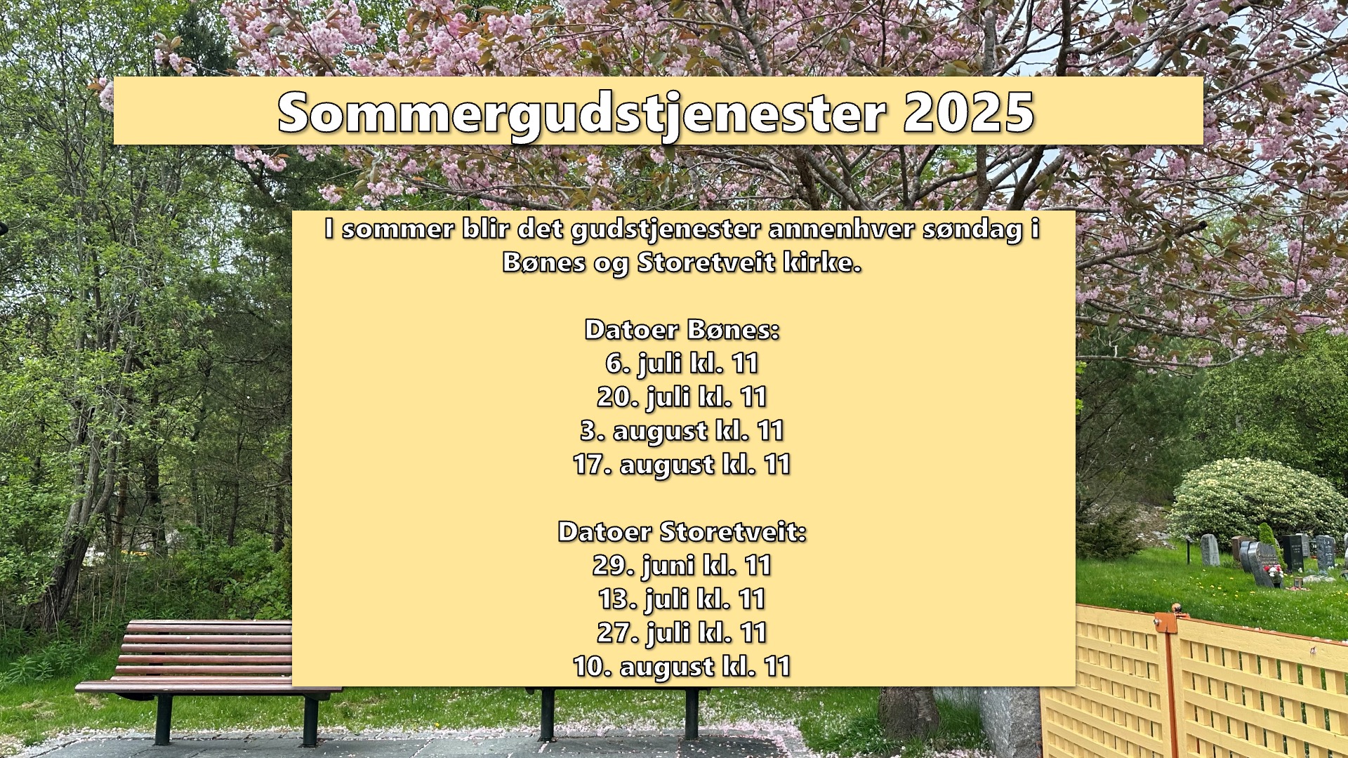 Gudstjenester i sommer