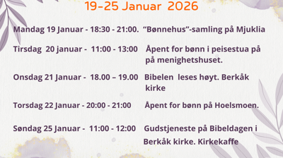 Velkommen til Bibel og Bønneuka 2026