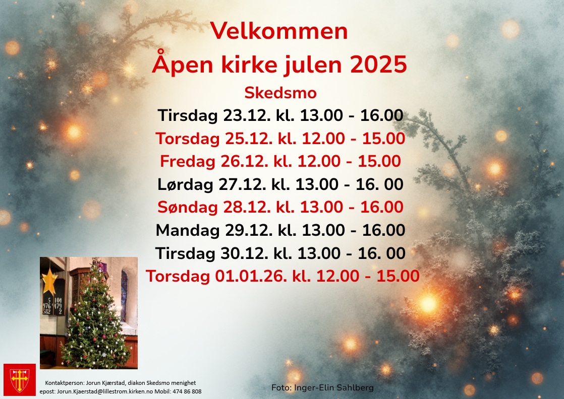 Åpningstider i Skedsmo kirke i julen