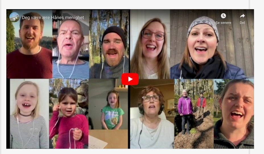 Fra internett-sending i Hånes menighet i april 2020