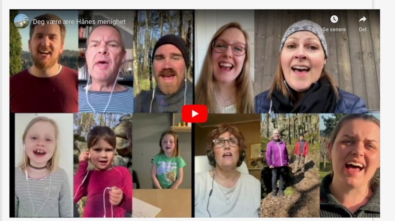 Fra internett-sending i Hånes menighet i april 2020