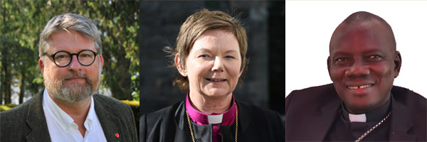Portrett av Jørn Øyrehagen Sunde, Ragnhild Jepsen og Biskop Emmanuel