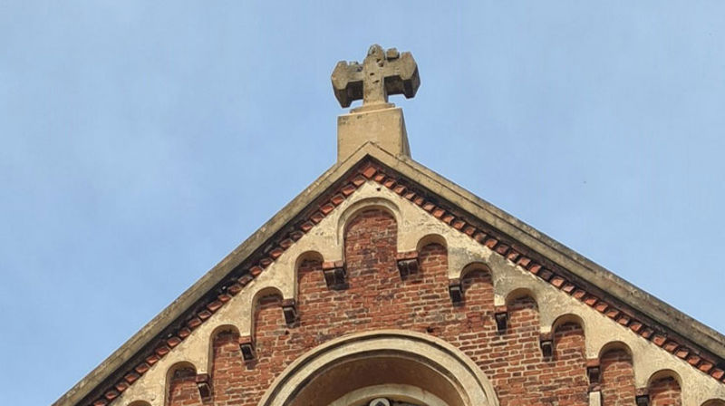 The cross on this church in Loa, South Sudan was damaged by an attac.