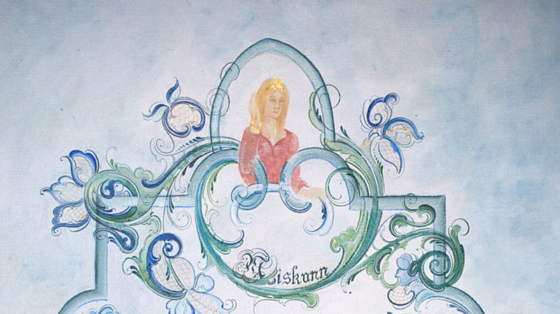 Har vi plass til det mest sårbare av alle liv i vårt samfunn? Kva seier "Guds dotter Miskunn" oss i ei tid der bl.a. fosterdiagnostikk gjev oss nesten grenselause høve til å påverka liv? Ill: Utsnitt av maleriet "Guds fire døtre" av Anne Hesvik. Foto: Bo Mathys