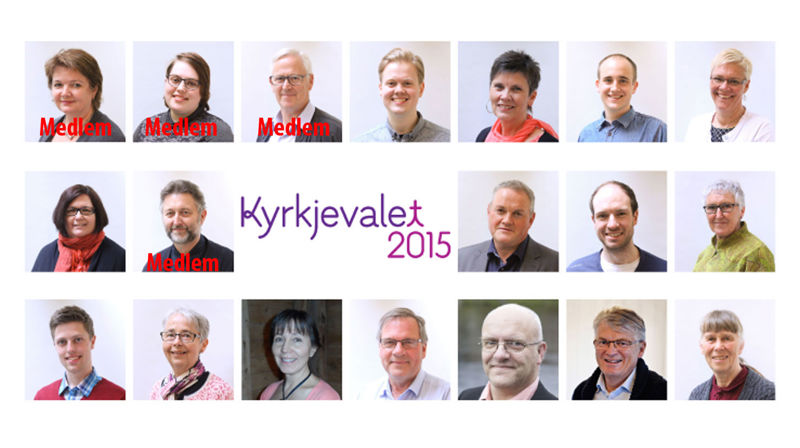 Sokneråda har 15 kandidatar å velja mellom i bispedømerådsvalet. Dei fire leke kandidatane som vart valde inn i direkte valomgang, er merkte med "medlem".