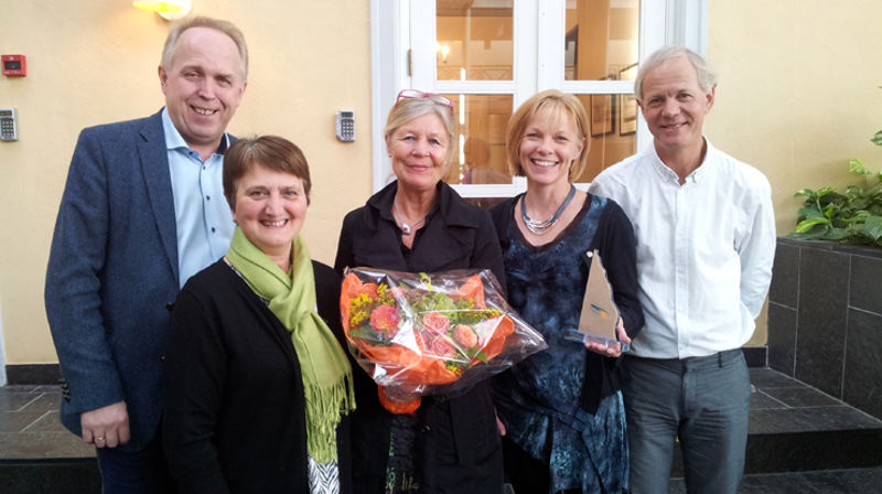 Fra venstre: Leiv Sigmund Hope (generalsekretær Det Norske Diakonforbund), Sofija Hodzic (Sesam), Torill Hansen Kongsbakk (Sesam), Ingfrid Fonn (Sesam), Asbjørn Sagstad (Kirkens Sosialtjeneste). Foto: Vetle Karlsen Eide