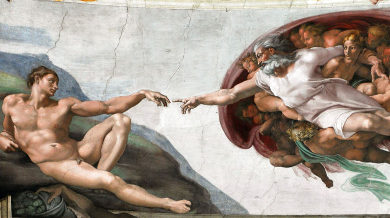 Michelangelo, "Skapelsen av Adam" - Det Sixtinske kapell i Vatikanet.