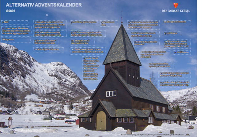 Adventskalenderen kan du skriva ut og henga opp på veggen. Foto: Svein K. Bertheussen