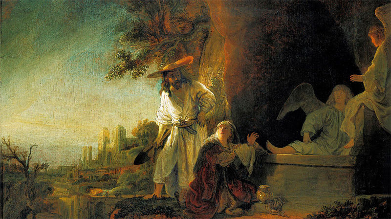 Maria Magdalena møter Jesus ved grava. Ho trur først det er gartnaren. Maleri av Rembrandt (Rembrandt Harmenszoon van Rijn) (1606 – 1669) 1638