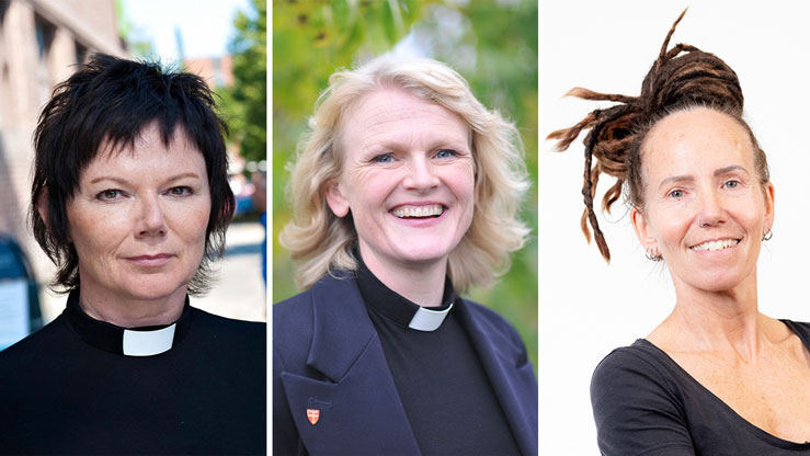 Tre kandidatar til å verte biskop i Bjørgvin: f.v. Ragnhild Jepsen (foto privat), Kjersti Gautestad Norheim (foto Gyrid Cecilie Nygaard) og Sunniva Gylver (foto Harald Bø)