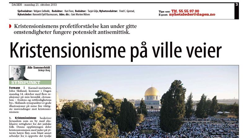Faksimile fra artikkel i Dagen 21.oktober 2013