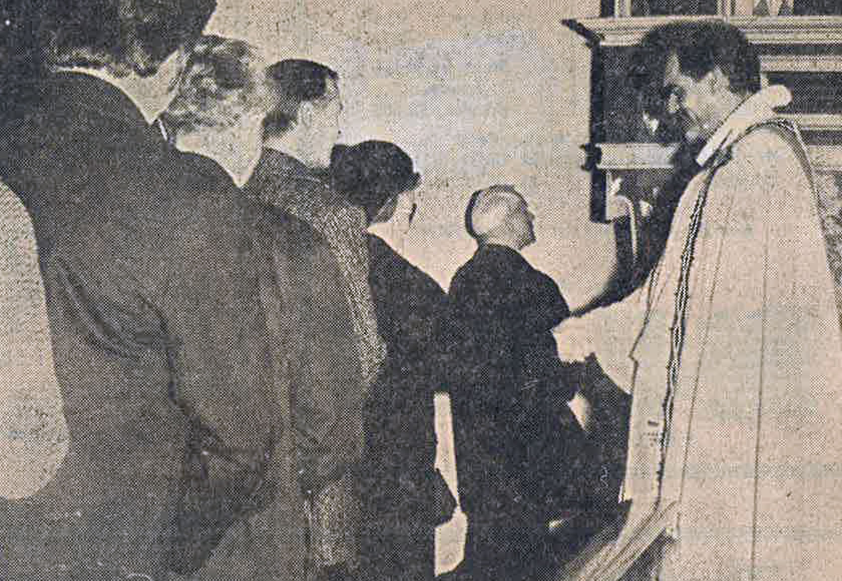 Biskop Per Lønning i Fredrikstad domkirke (faksimile fra Fredriksstad Blad)