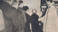 Biskop Per Lønning i Fredrikstad domkirke (faksimile fra Fredriksstad Blad)