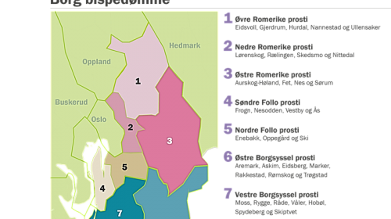 Oversikt over prosti-inndeling fra 1.1.2020