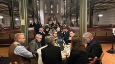 Hele midtgangen var detkket med langbord da biskop og bispedømmeråd inviterte til nyttårsmottakelse i domkirken i Fredrikstad