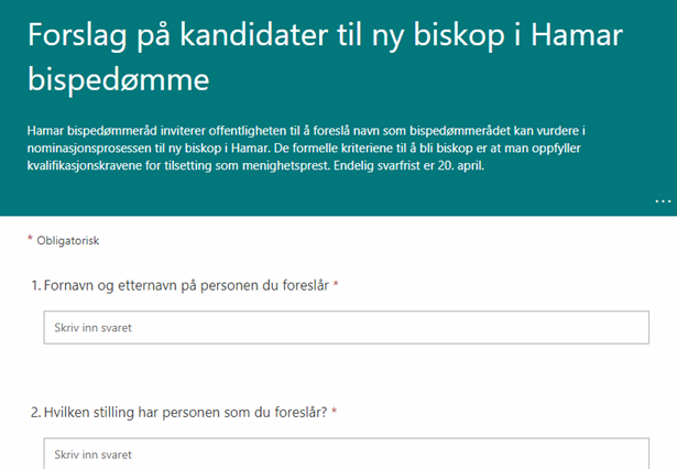Send ditt forslag til ny biskop her
