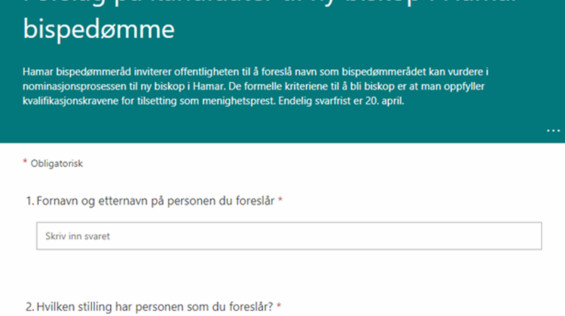 Send ditt forslag til ny biskop her