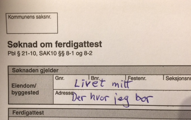 Hverdagstanker før søndagen: Ferdigattest foreligger allerede