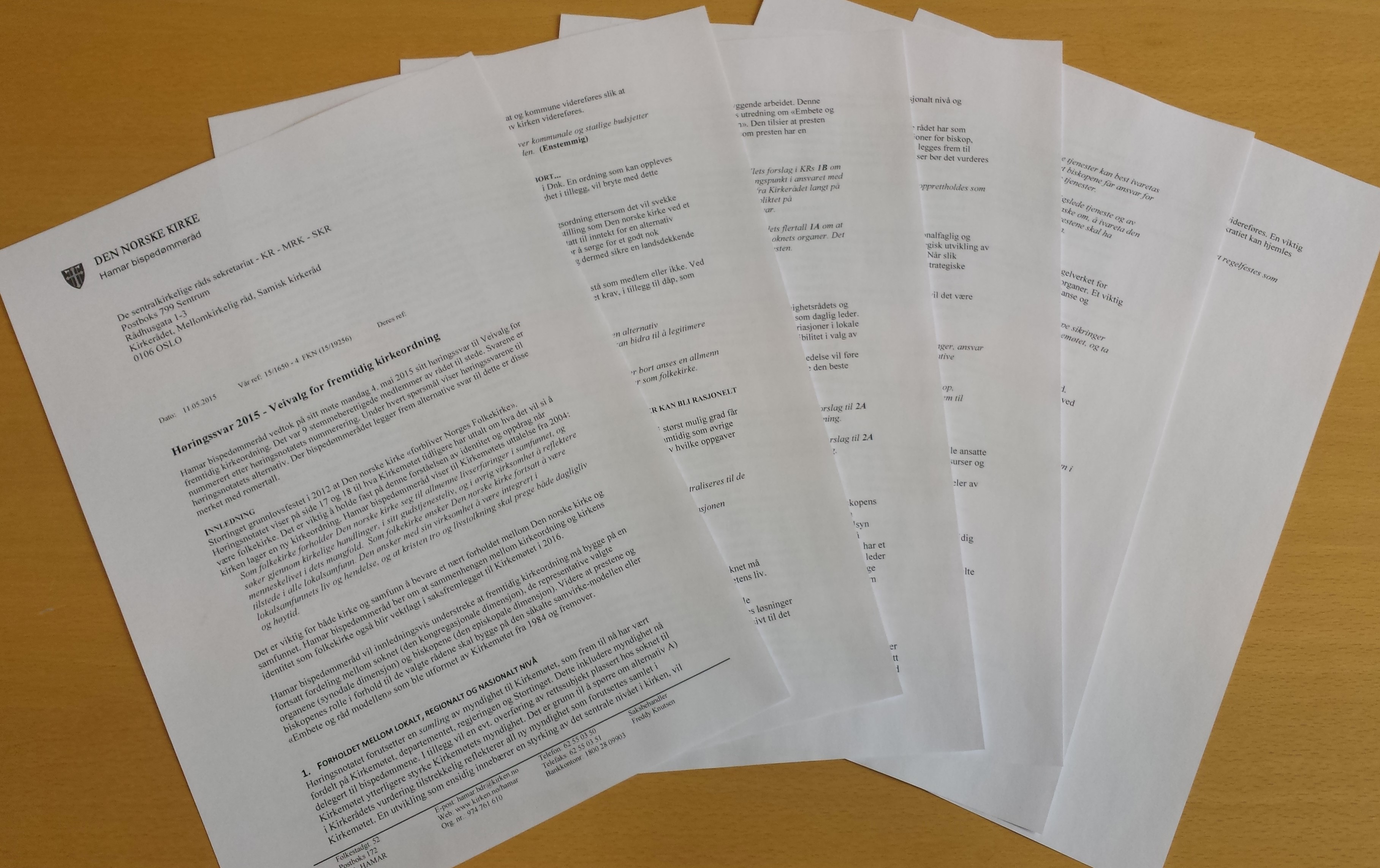 Svar på høringen om veivalg for fremtidig kirkeordning