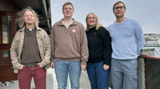 Prosjektgruppa for Kistiansund Ung. Fra venstre: Sindre Stabel Kulø (Møre Bispedømme), Håvard Langseth Nilsen (prosjektleder Ung Kristiansund), Eva Bråland Sætre (Kirkens Bymisjon) og Mattis Himo (Kristiansund kommune). (foto: Håvard Ketil Sporsheim)