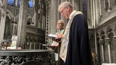 Domprost i Nidaros Kristin Moen Saxegaard og biskop i Nidaros domprosti og preses i Den norske kirke, Olav Fykse Tveit.