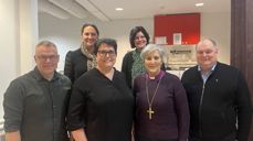 Ordfører Knut Snorre Sandnes, Kultursjef Ingvild Aasen, Grunnskole koordinator Åse Storholmen, Virksomhetsleder Skole Joar Eklo møtte biskop Herborg i forrige uke.