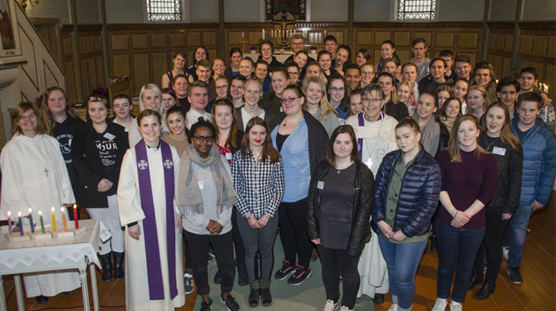 Frosta kirke 2. april 2017: Delegater og observatører på Ungdomstinget i Nidaros. Foto: Odd Erik Stendahl