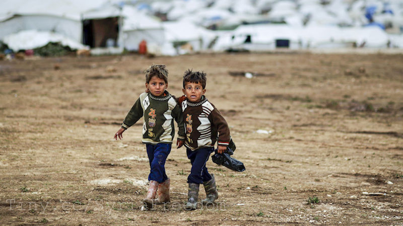 Barn på flukt i Syria. Foto: Flickr