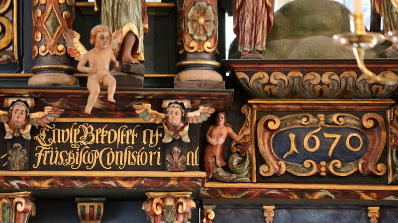Detalj fra altertavlen i Bodin kirke.