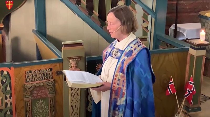 Skjermdump fra festgudstjenesten i Egersund kirke 17. mai.