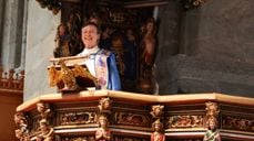 Anne Lise Ådnøy på prekestolen i Domkirken for siste gang som biskop. Foto: Sølve Tafjord