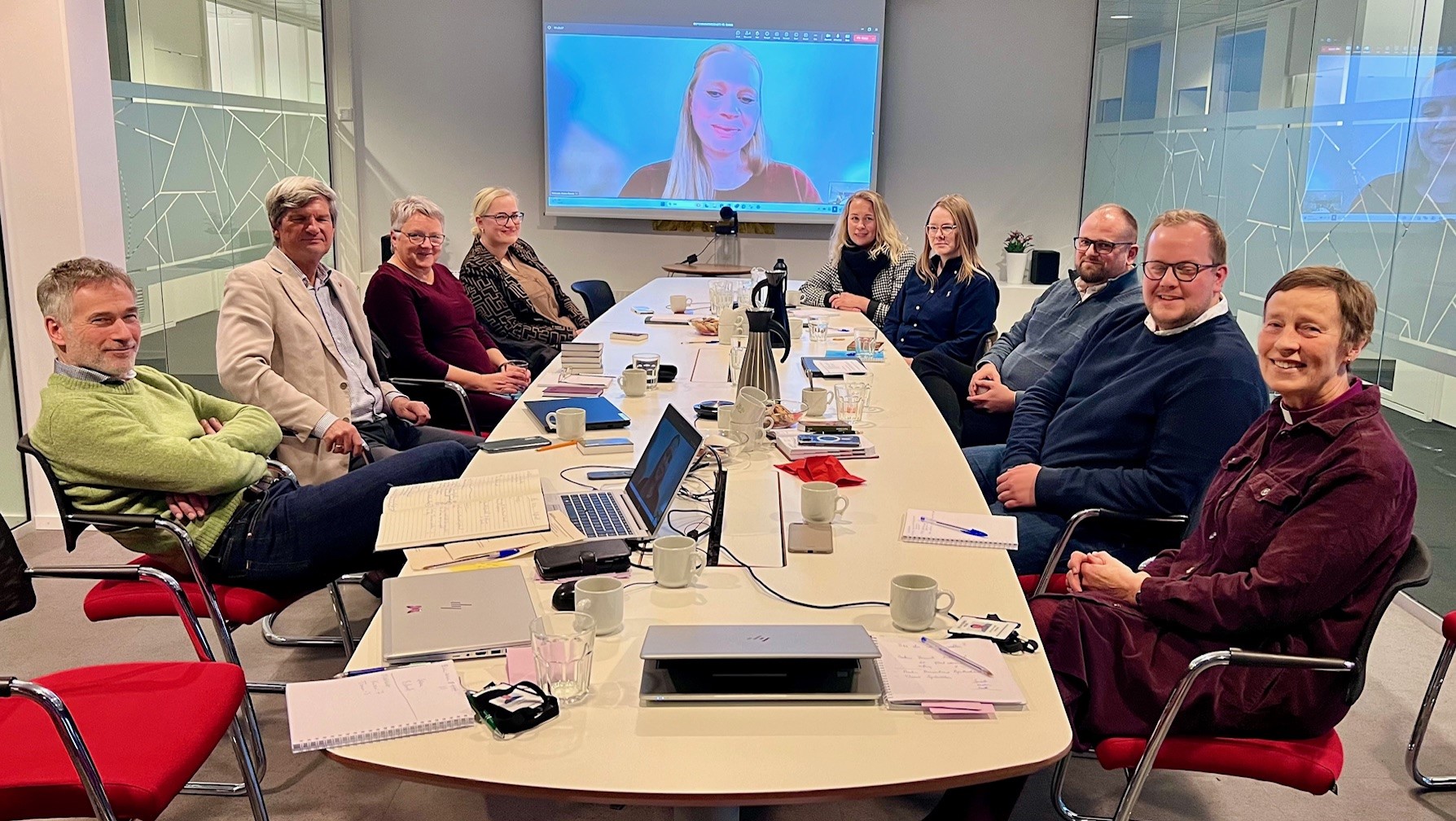 Den nye lederen Helene Breivik Hellerdal deltok på Teams på møtet, hun er høygravid og bor i Haugesund.