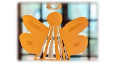 En engel malt av Tweens i Rossabø kirke. Foto: Silje Nesheim Dahl.