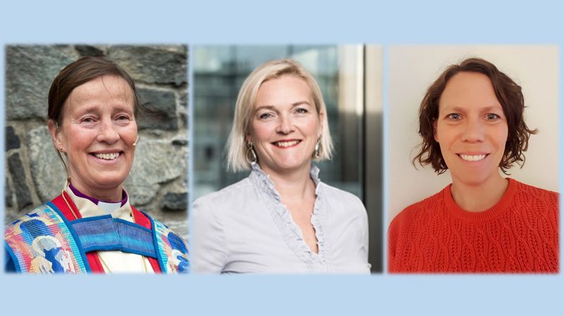 Frå venstre: biskop Anne Lise Ådnøy, regiondirektør i NHO Rogaland Tone Grindland og sokneprest i Grødem menighet Mona Dysjeland Gjesing.