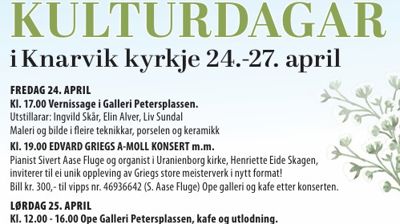 Kulturdagar i Knarvik kyrkje 24.-27. april