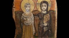 "Jesus og venen hans" Ikonet viser Jesus og ein egyptisk abbed frå ca. år 600 som heitte Menas. Biletet heng i dag i Louvre-muséet i Paris.