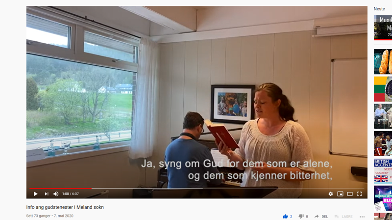 Helsing frå Meland og nettgudsteneste frå Lindås