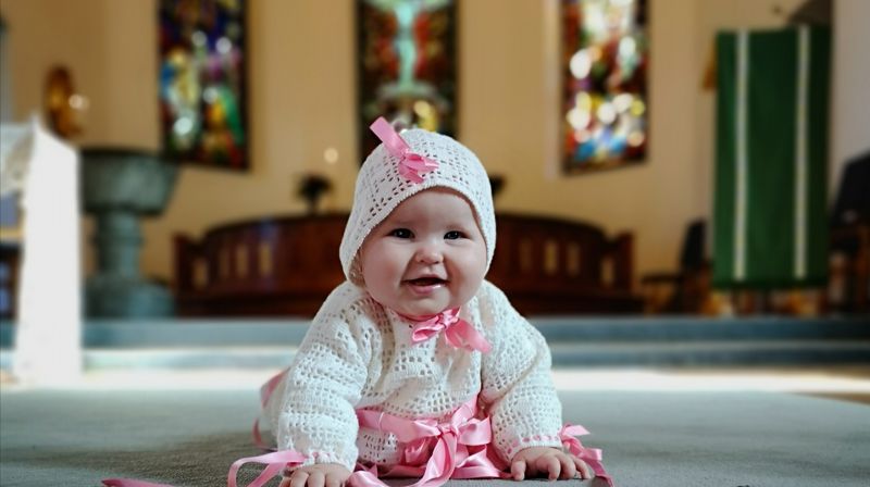 Tekst: prost Kjerstin Jensen. Bilde av dåpsbarnet Othilie Edstrøm Eidsvold i Ås kirke, Foto: Anniken Edstrøm