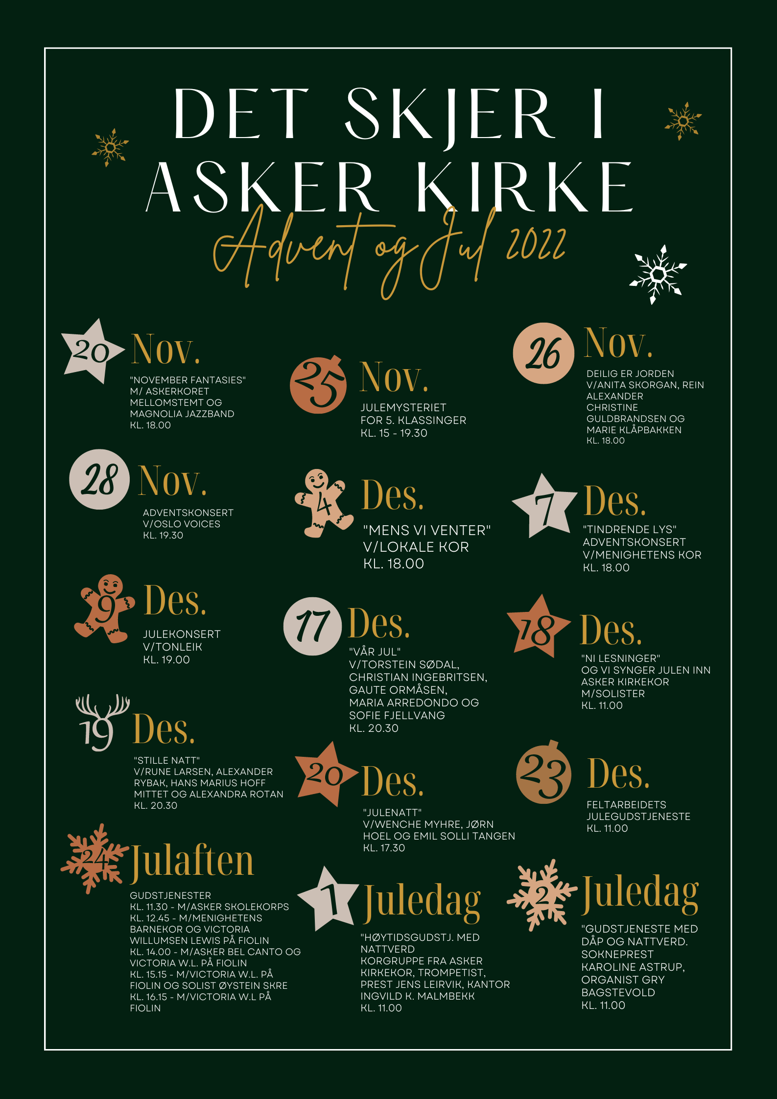 Konserter i Asker kirke advent og jul