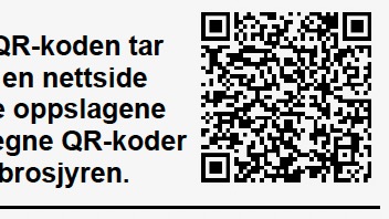 Denne QR-koden på brosjyren som inviterer til digital omvisning i kirken, tar deg til en side der du finner alle andre oppslag om Asker kirkes historie, omgivelser og inventar.