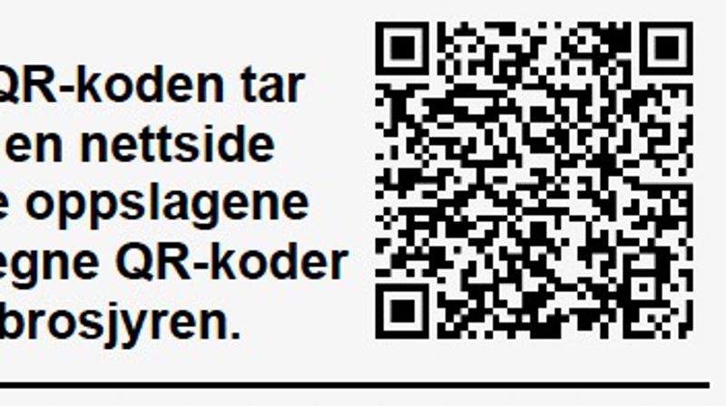 Denne QR-koden på brosjyren som inviterer til digital omvisning i kirken, tar deg til en side der du finner alle andre oppslag om Asker kirkes historie, omgivelser og inventar.