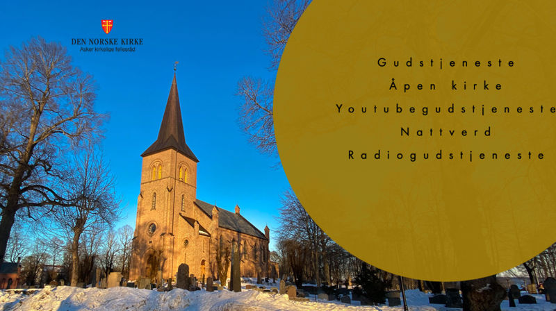 Radiogudstjenesten fra Asker kirke er et av mange tilbud i Askerkirkene på søndag. Foto: Jørgen Svartvasmo / Asker kirkelige fellesråd