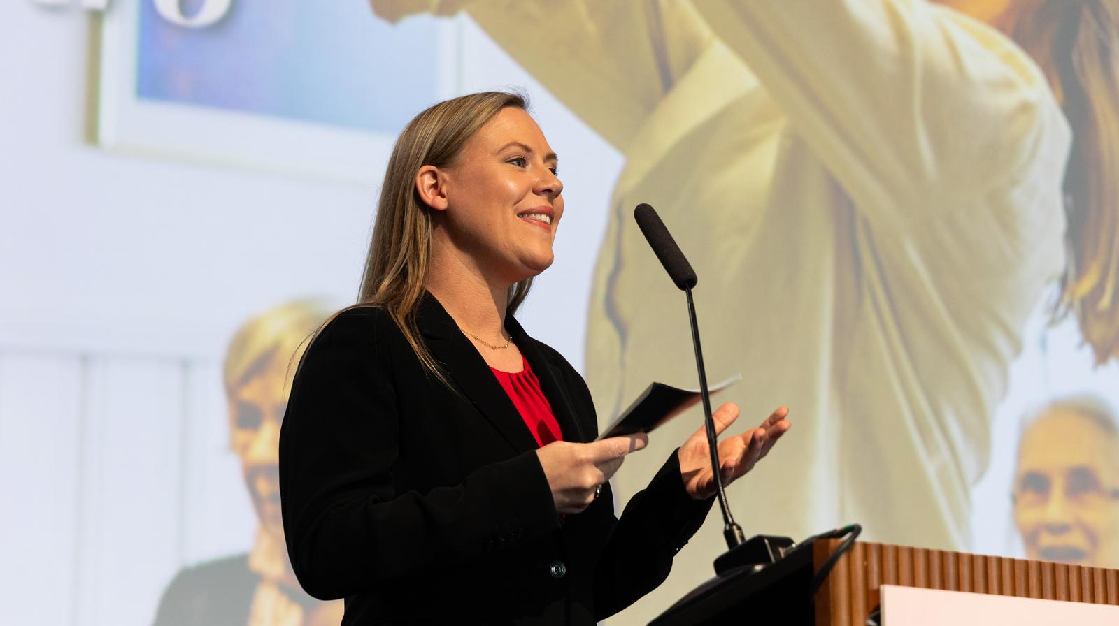 Statsråd Lene Vågslid tale - Kirkemøtet 2025 - Foto Den norske kirke