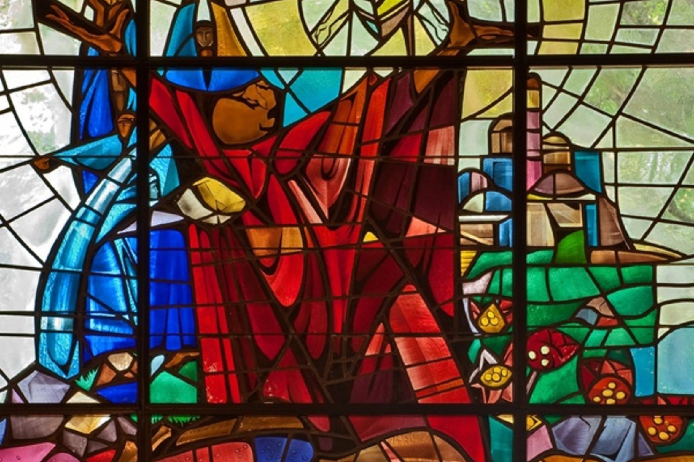 Steiningen av Stefanus. Glassmaleri fra den lutherske St. Stephen's Church i Florida. Glassmaleriet er laget av The Willet Stained Glass Studios i Philadelphia, USA