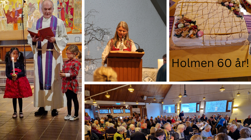 Gode medhjelpere ved lysprosesjonen, tekstlesning av ordfører Lene Conradi, festbløtekake og fullsatt menighetssal. Foto: med tillatelse. Fotografer: Finn Edvin Brøndal og Astrid Heltne.