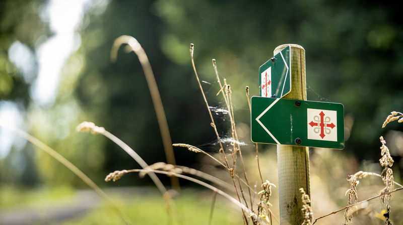 Skilt til pilegrimsled. Fotograf: Bo Mathisen