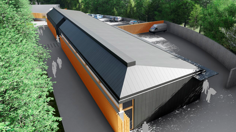 Illustrasjonsbilde av driftsgården, Tegnet av Terje Grønmo arkitekter