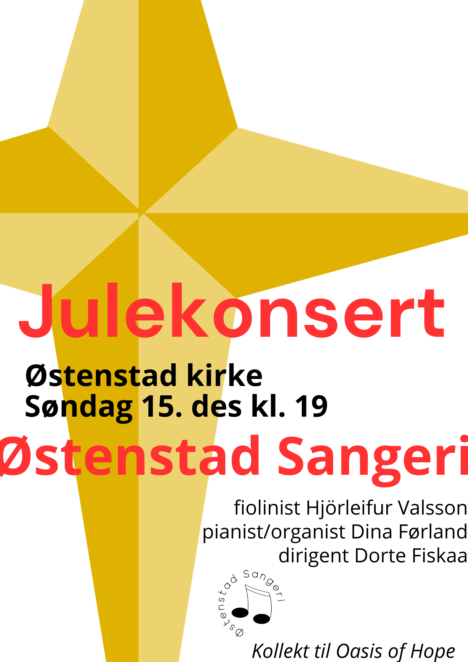 Juletoner med Østenstad sangeri søndag 15. desember kl. 19.